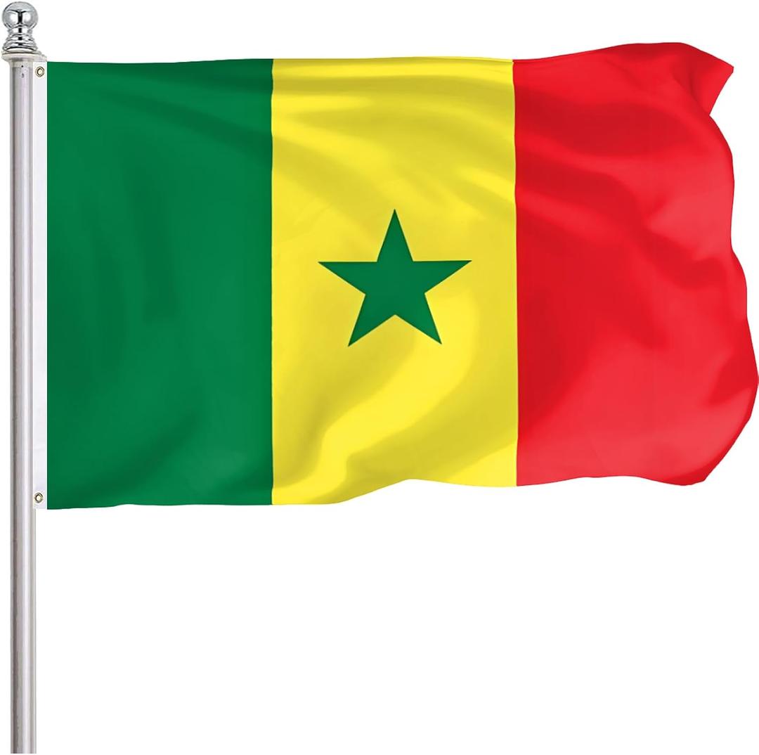 Senegal Senegalese Flag 3x5 Ft Outdoor, Vibrant Color Fade Resistant Senegal Flags Polyester Double Stitched, Senegalese National Flag Canvas Header and Brass Grommets