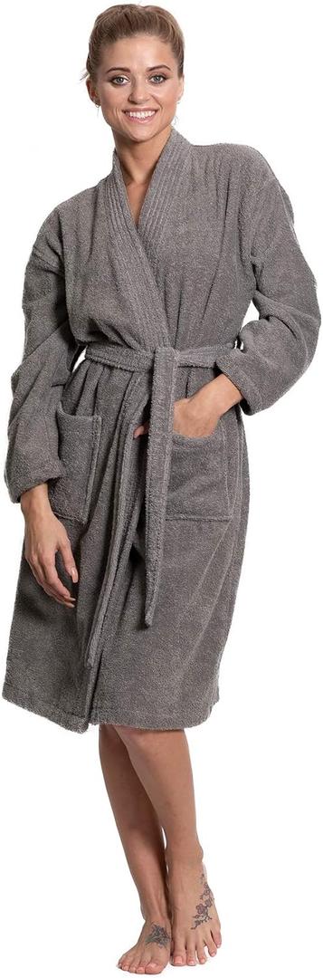 Turkuoise Soft & Absorbent Towel Robe, 100% Cotton Turkish Terry Cloth Kimono Bathrobes for Women (M)