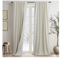 100% Blackout Elegant Curtains 95 Inch 2 Panel Set for Living Room/Sunroom Thermal Insulated Custom Curtains for Windows Boho Farmhouse Drapes Office(Ivory Cream/Off White)Hook Belt Pleated/Back Tab