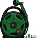 1/2" x 50FT Retractable Garden Hose ReelWith 10 Patterns Spray NozzlePortable Heavy Duty Garden Hose Holder for Garden WateringCar & Patio WashingPet CleaningGreen