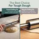 Ultra Cuisine French Rolling Pin for Baking  Tapered Stainless Steel Design with Measurements, Professional or Home Use with Pizza, Cookie, & Pastry Dough, or Fondant and Pie Crust  Dishwasher-Safe