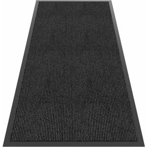 Front Door Mat, 4'x8' Indoor Outdoor Door Mat, Commercial Industrial Entrance Doormat, Heavy Duty Welcome Mat, Rubber Backing Non Slip Doormat for Entryway, Grey (Dark Grey Striped)