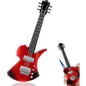 Fancy Fun Guitar Lighter Refillable Metal Vintage Keychain Lighter Unique Novelty Cool lighters for Men Fireplace Candle Camping BBQ (Without Butane Gas) (#1)