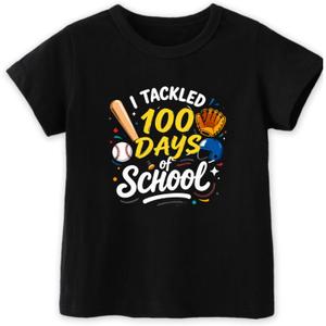 100 Days of School Shirt Kids  Boys Girls Toddler Happy 100th Day of School T-Shirt, Kindergarten 100 Day,3T-7T (Black)