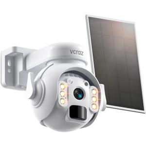 Security Camera Wireless Outdoor, 360 View 2K Color Night Vision, Pan Tilt Solar Powered, 2-Way Talk, 2.4GHz WiFi Camera for Home Surveillance, PIR Sensor (3MP-White)