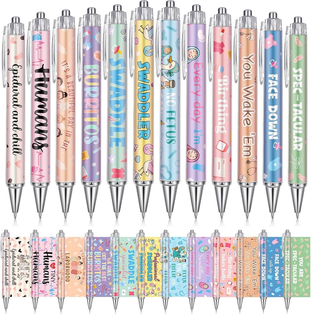 24 Pcs Labor and Delivery Nurse Gifts Bulk L&d Nurses Ballpoint Midwife Basket Stuffer Pregnant Obgyn Nursing Appreciation Gifts for Labor and Delivery Nurses Hospital Essentials for Women