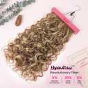 REECHO Curly Hair Extensions, 4PCS 20 inch Clip in Hair Extensions Lace Weft Short Curly Extensions Clip Ins Invisible Natural Hairpieces for Women, Light Brown with Blonde Highlights