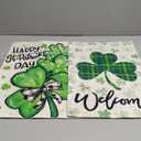 AVOIN colorlife Happy St Patricks Day Garden Flag 12x18 Inch Double Sided Outside, Shamrock Lucky Clover Hat Yard Outdoor Flag Set of 2