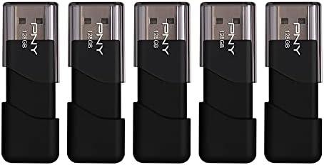 PNY 128GB Attaché 3 USB 2.0 Flash Drive, Black (Pack of 5)