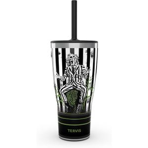 Tervis Beetlejuice Triple Walled Insulated Tumbler Travel Cup Keeps Drinks Cold & Hot, 30oz with Straw Lid, Stainless Steel