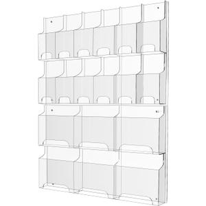 Acrylic Brochure Pamphlet Holder, 6 Magazine Holders and 12 Pamphlet Holders, Clear Brochure Display Holder Wall Mount, Trifold Flyer Rack, Literature Storage Rack for Home, Offices, Waiting Room