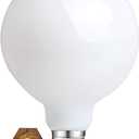 OMAYKEY 12W Dimmable Large LED Globe Bulb, Round Opal Glass Bulb, 85W Equivalent 850 Lumens, 2700K Warm White, E26 Base, Vintage Edison G125/G40 Oversize Globe, Milky LED Filament Light Bulb