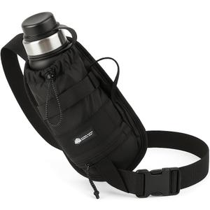 Waist Pack with Water Bottle Holder for Men Women Waist Bag Running Waist Pack Waterproof Dog Walking bag for Outdoor Travel Cycling Climbing Walking Fit All Phones (Bottle Not Included) (Black-Crossbody)