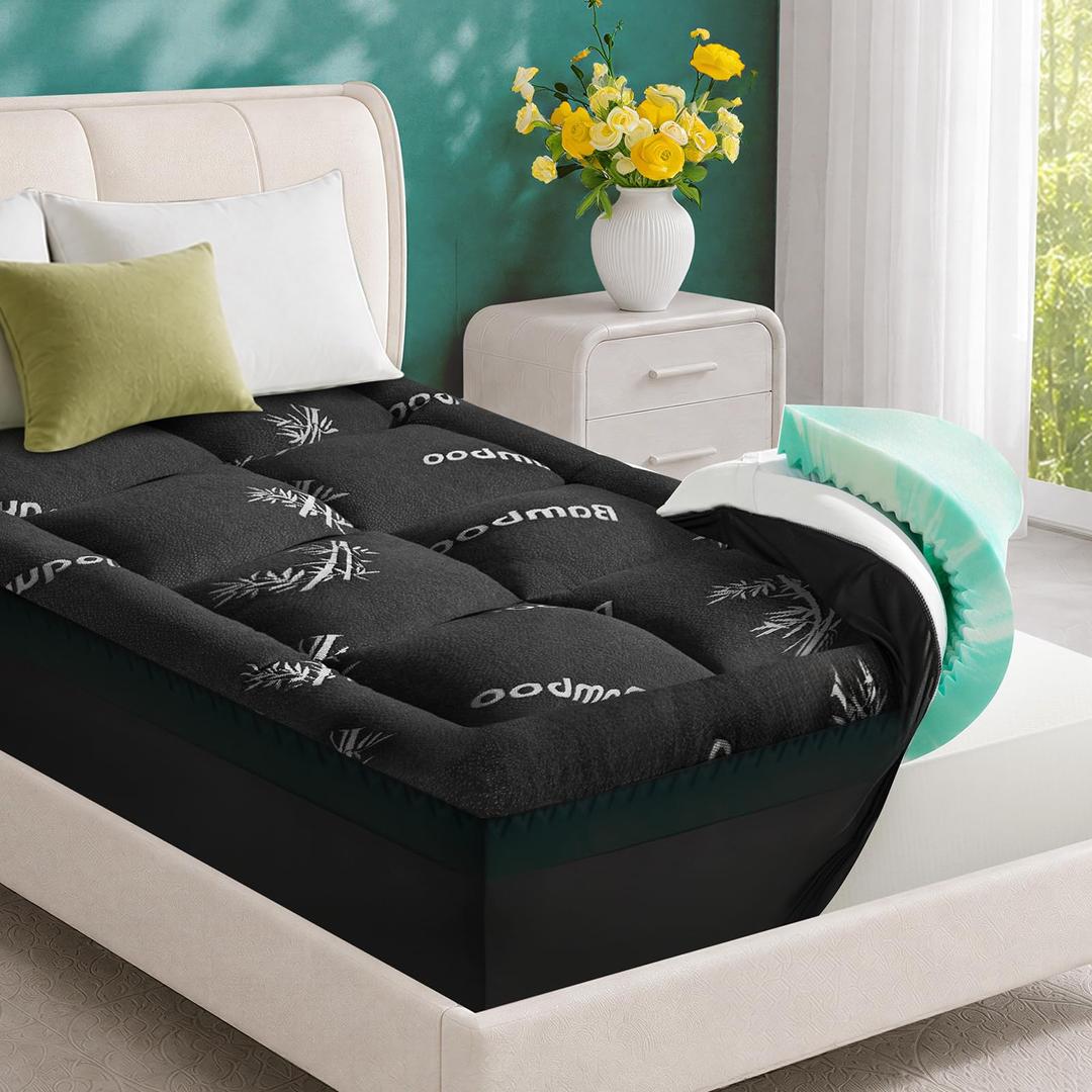4-Inch Dual-Layer Bamboo Viscose Cooling Memory Foam Mattress Topper Full