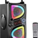 Bluetooth Speaker, 60W(Peak) Wireless Portable Small Home Party Speakers with Double Subwoofer Deep Bass, Radio, Lights, 80dB Loud Stereo Sound Boombox for Outdoor Camping Gifts
