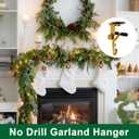 Fireplace Stocking and Garland Hanger with Two Hooks,Adjustable Mantle Holder- Hold Christmas Decoration and Hang Garland-No Drill,Durable Wrought Iron Holds Up to 20 lbs(3Pcs,Gold)