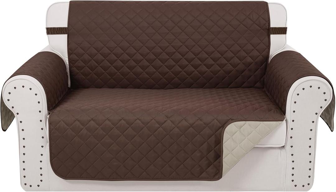 Reversible Loveseat Sofa Covers Couch Cover Furniture Protector(Loveseat Small,Chocolate/Beige)