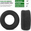 (2-Pack) 16x6.50-8 Tires - 4PR Durable Tubeless, Replacement Lawn Tractor Tires with Deep Ribbed Treads, Rim Not Included