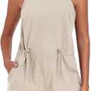 Womens Short Overalls Adjustable Strap Drawstring Waist Sleeveless Shorts Jumpsuits Summer Beach Vacation Jumpers (XXL)