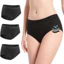 3pk Incontinence Underwear for Women Washable Leakproof Womens Incontinence Panties for Light Bladder Leaks, 50ml Absorbent Underwear for Women Black XL