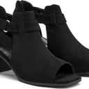 LAICIGO Womens Peep Toe Heels Chunky Heel Booties Open Toe Booty Cutout Dress Shoes with Back Zipper (9, Black)