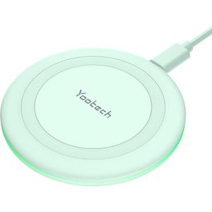 Yootech Wireless Charger,10W Max Wireless Charging Pad Compatible with iPhone 17/17 Pro/17 Pro Max/Air/16/15/14/13/SE 2022/12/11,Samsung Galaxy S25/S24/S23,for AirPods Pro 3(No AC Adapter) (Mint Green)