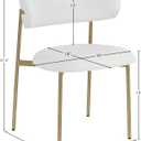 Meridian Furniture 759White-C Lupita Collection Modern | Contemporary Dining Chair with Soft Off-White Vegan Leather, Brushed Gold Metal Frame, 21.5" W x 23" D x 31.5" H, Off-White, Set of 2, Brushed Gold Finish