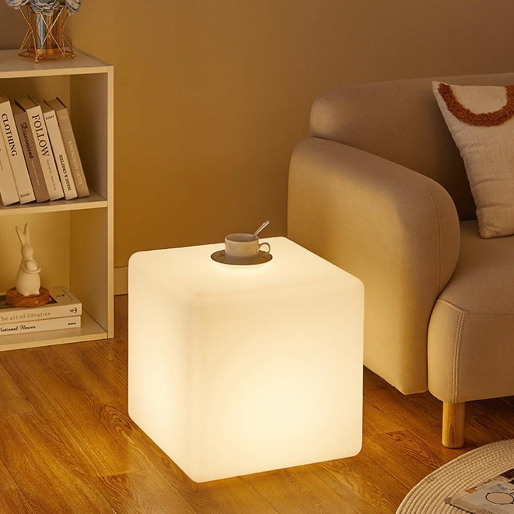15-in LED Cube Chair Lights, 16 RGB Colors Changing Light Up Cubes w/Remote, Versatile LED Cube Seat/Table, Waterproof Glowing Furniture Rechargeable Mood Night Light Decorative Light for Home Garden