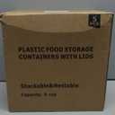 YORY 9 cup Plastic Food Storage Containers with Lids Nestable Freezer Dishwasher Safe Rectangle Meal Prep Container Set,5-Pack