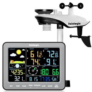 Sainlogic 12-in-1 Weather Station, Weather Stations Wireless Indoor Outdoor with Rain Gauge, Wind Speed/Direction, Dew Point, Barometer, Air Pressure, Temperature Humidity (No WiFi)