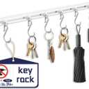 Drill Free Adhesive Sliding Hook Rail, Multi-Purpose Adjustable Hanging Track, Heavy Duty No Drill Towel Rack Key Holder Organizer Hooks for Bathroom Kitchen Entryway Bedroom 8pcs (16.34inch/pc)