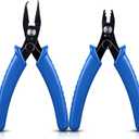 2 Pcs Split Ring Pliers Crimping Jewelry Jump Pliers for Opening/Closing Split Ring or Key Chain, Wire Flush Cutter Set for Jewelry Beading Repair Making Supplies (Blue)