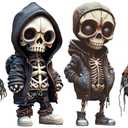 Cool Skeleton Figurines, Skeleton Small Statue Halloween Resin Collectible Figurines, Cute Home Room Desk Office Decor (4pc)