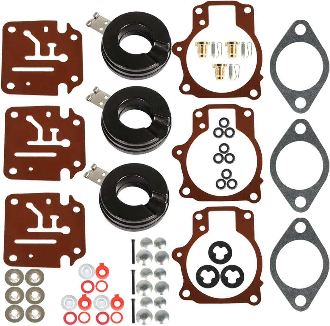 Autoparts 3-Pack Carburetor Carb Repair Kit with Float Replacement for Johnson Evinrude 65 70 75HP