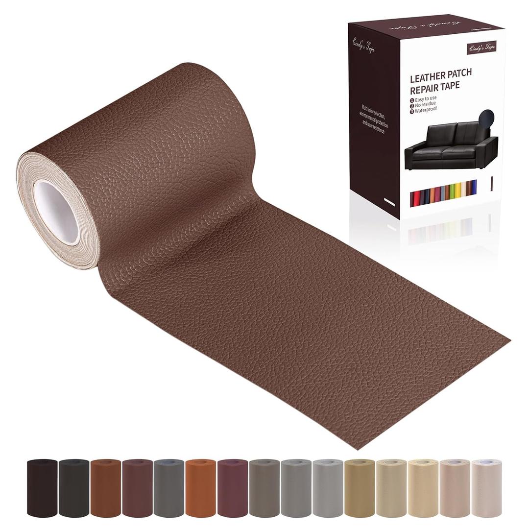 Leather Repair Patch Tape, Brown 3 x 61 Inches Self Adhesive Leather Repair Kit for Furniture, Car Seat,Vinyl Leather Repair Kit for Office Chairs, Couch, Sofa, Luggage