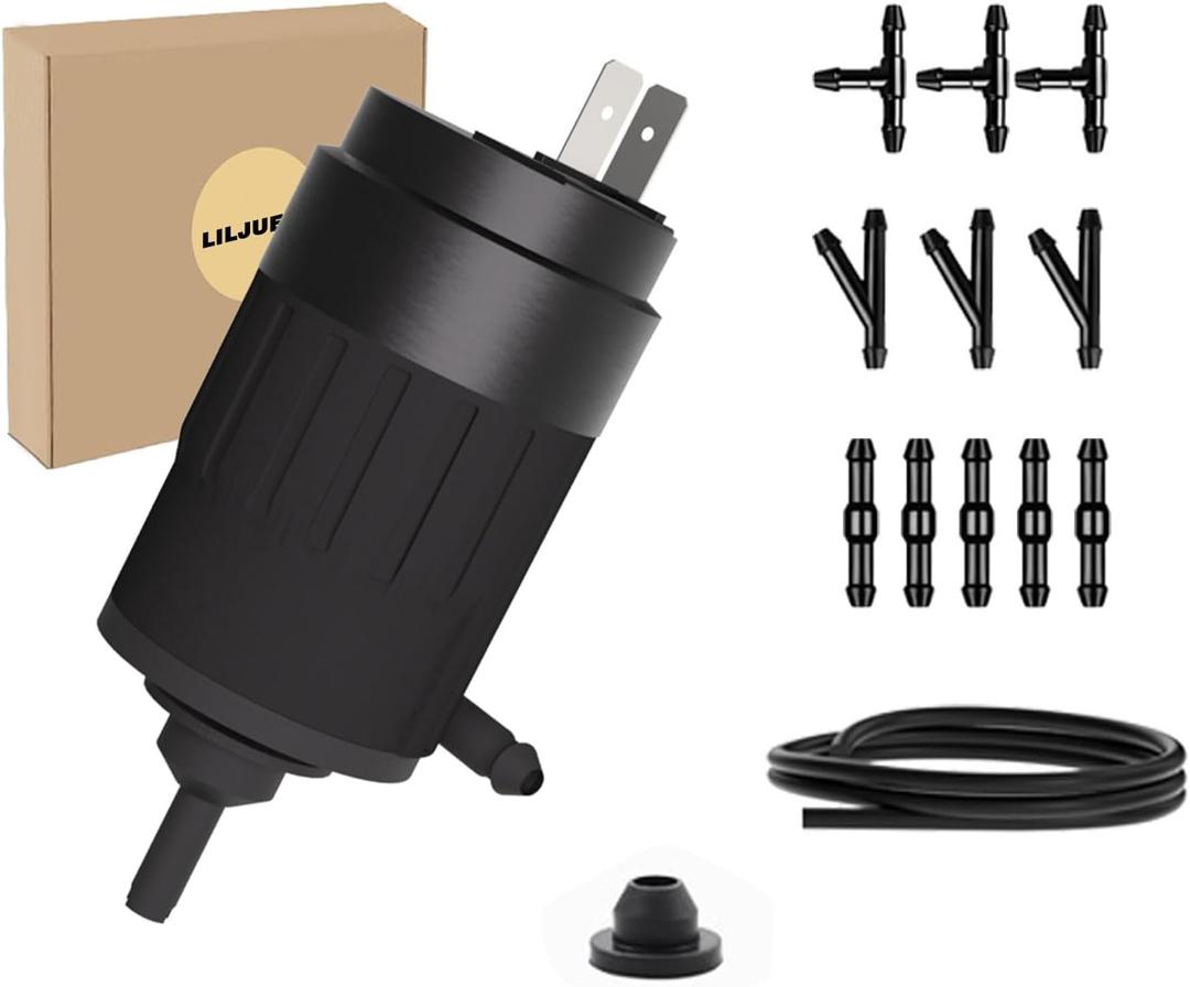066011A OEM Windshield Wiper Pump for 1986-2019 Peterbilt 330 335 370 Series - Direct Replacement Washer Fluid Pump with 2 Meter Washer Fluid Hose with 11 Pcs Hose Connectors