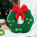 Marsui Christmas Wreath Pillow 13 Inch, Soft Plush Xmas Decorative Throw Pillow for Couch, Sofa, or Bed, Christmas Shaped Cushion for Home Xmas Holiday Decor and Party Decoration