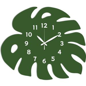 CHGCRAFT Monstera Deliciosa Wall Clock Giant Bamboo Non-Ticking Clock Irregular Shape Decorative Clocks Printed Wall Clocks for Home Office Decoration,1512.9 inch