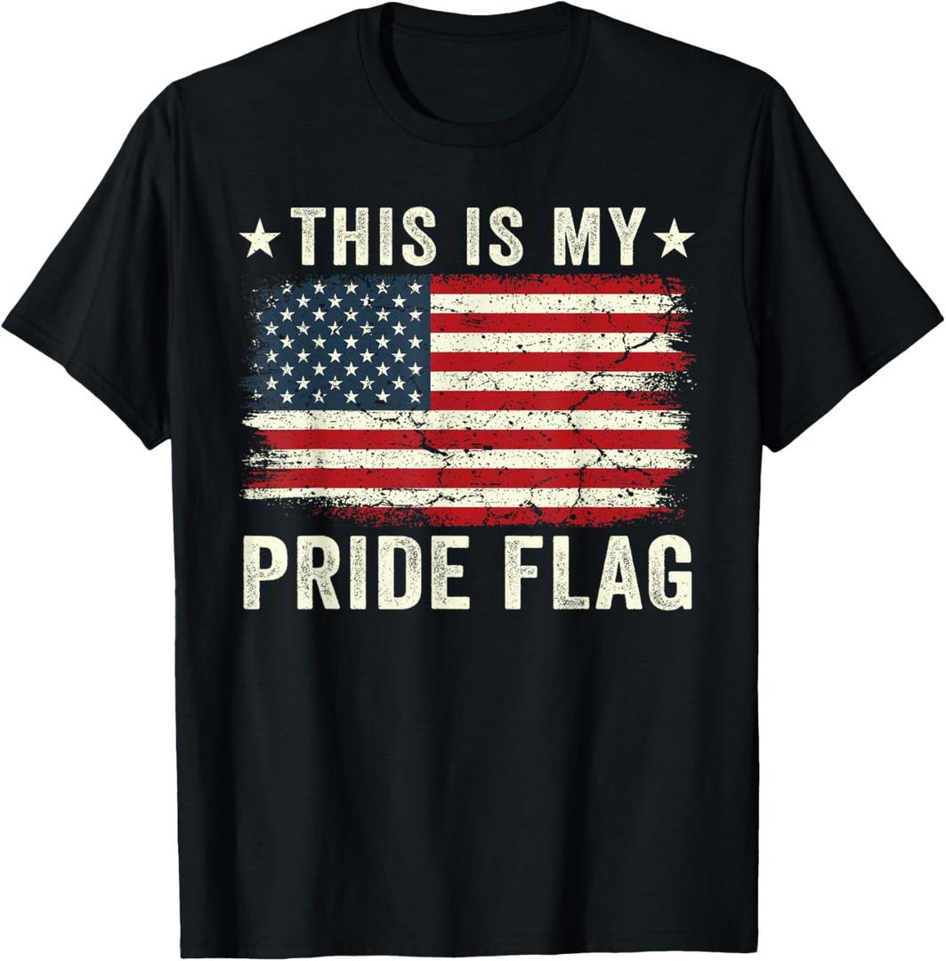 This is My Pride Flag USA American 4th of July Patriotic T-Shirt (Black, L)