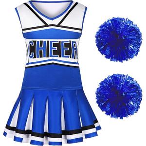 Koatobbor Girls Cheerleader Costume Cheerleading Outfit Dress for Halloween Party Birthday Gift XL