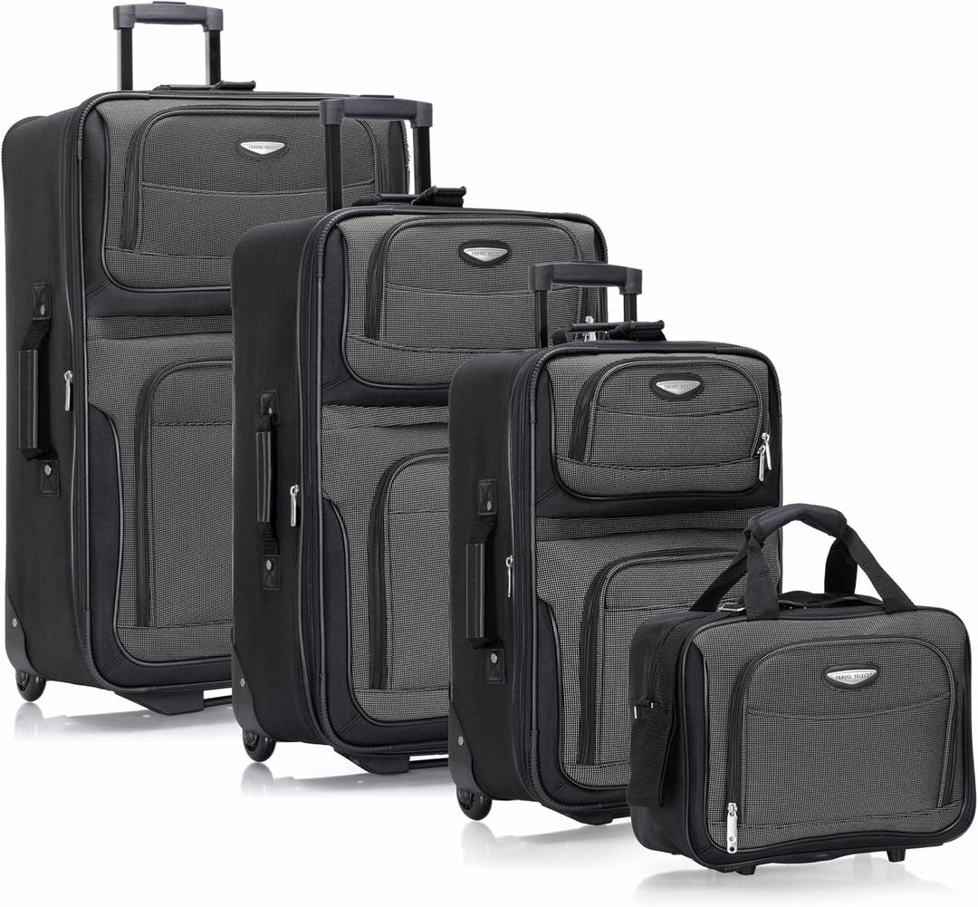 Travel Select Amsterdam Softside Expandable Luggage with Rolling Wheels, Gray, 4-Piece Set (15/21/25/29)