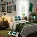 Mixweer 2 Pcs St. Patrick's Day Plush Pillow Covers 12 x 20 Inch Irish Clover Throw Pillowcases White Green Sequin Cushion Covers Home Decor for Couch Sofa Bed Farmhouse Decorative