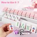 Mahjong Racks with Pushers Set of 4, All in One Acrylic Mahjong Pushers and Racks, Portable American Mahjong AccessoriesWhite, 18.7 x 3.1 x 1.2 inches