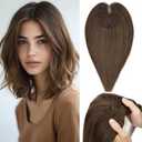 Rich Choices Hair Toppers for Women Real Human Hair Remy Hairs Toppers Hairpieces for Women with Thinning Crown Wispy Clip in Topper 10 Inch No Bang-#2 Dark Brown