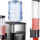 Cup Dispenser, Pull Type Wall Mount Cup Holder, Water Cooler Cup Dispenser Fits 7oz - 12oz Cups for Home Office Hospital Cups Organizer, Adhesive Paste or Screw Install (Black, Large)