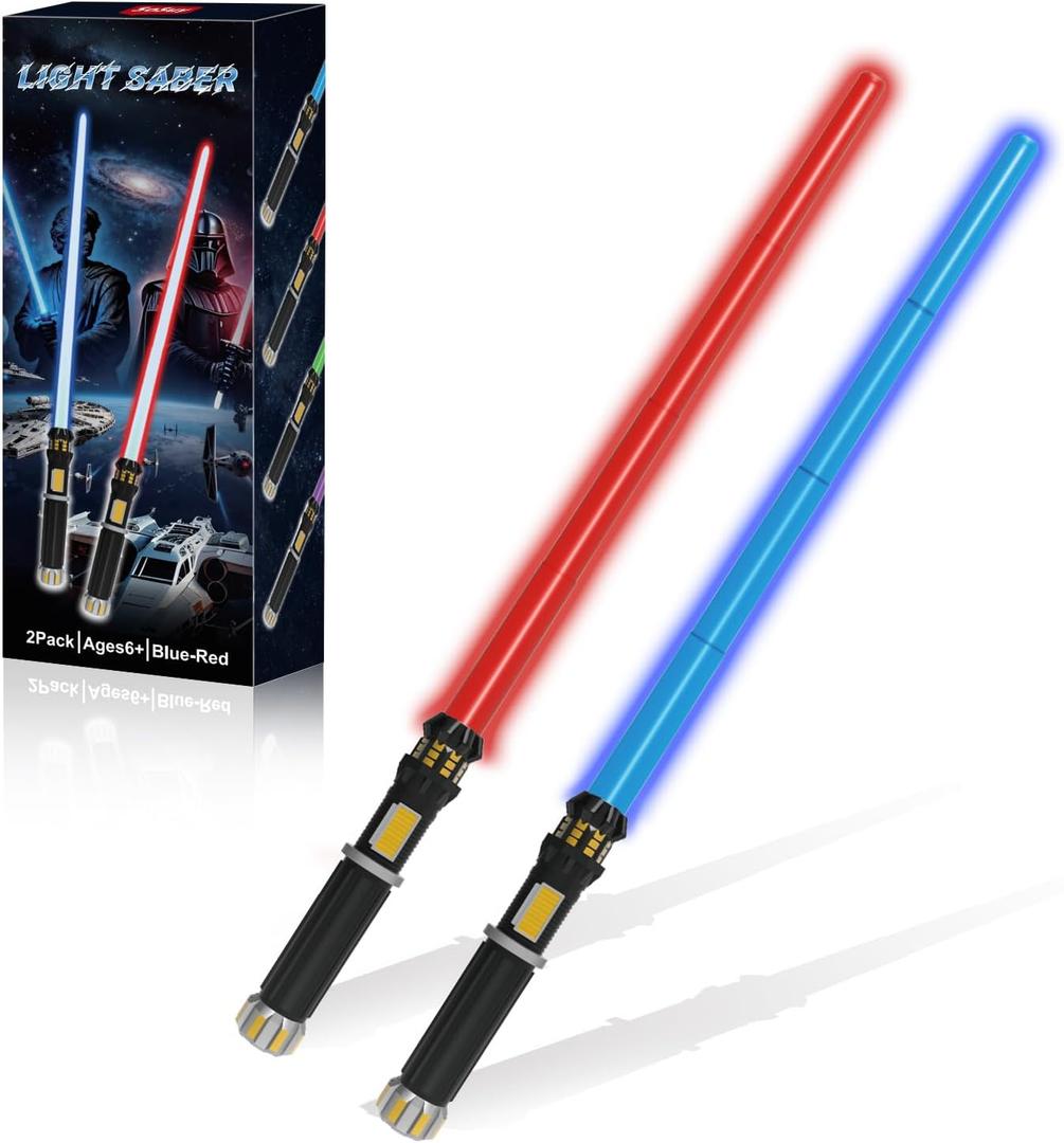 2 Pack Light Up Sabers for Kids Toddlers, Dueling Light Up Sword Toy for Boys, Space War Party Cosplay Birthday for Teen Men Age 4 5 6 7 8 9 10+