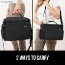 GORILLA GRIP Insulated Lunch Box Bag for Women Men,15L, Leakproof XL Reusable Soft Cooler Bags, Multiple Compartments, Mesh Pockets and Adjustable Strap, Food Tote Keeps Drinks Cold, 13x9, Black