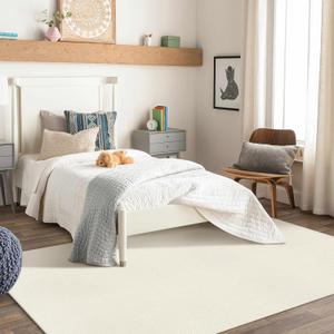 LEEVAN Washable Area Rug 4x6, Hand-Woven Cotton Living Room Rug, White Braided Bedroom Rugs, Farmhouse Indoor/Outdoor Floor Carpet for Patio, Nursery, Office, Playroom, Dining Room (Cream)