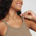 ODODOS Women's Seamless Cami Top - Ultra Soft Ribbed Tank Scoop Neck Slim Fit Summer Sleeeve Shirts, 1-Pack, Taupe, Large 