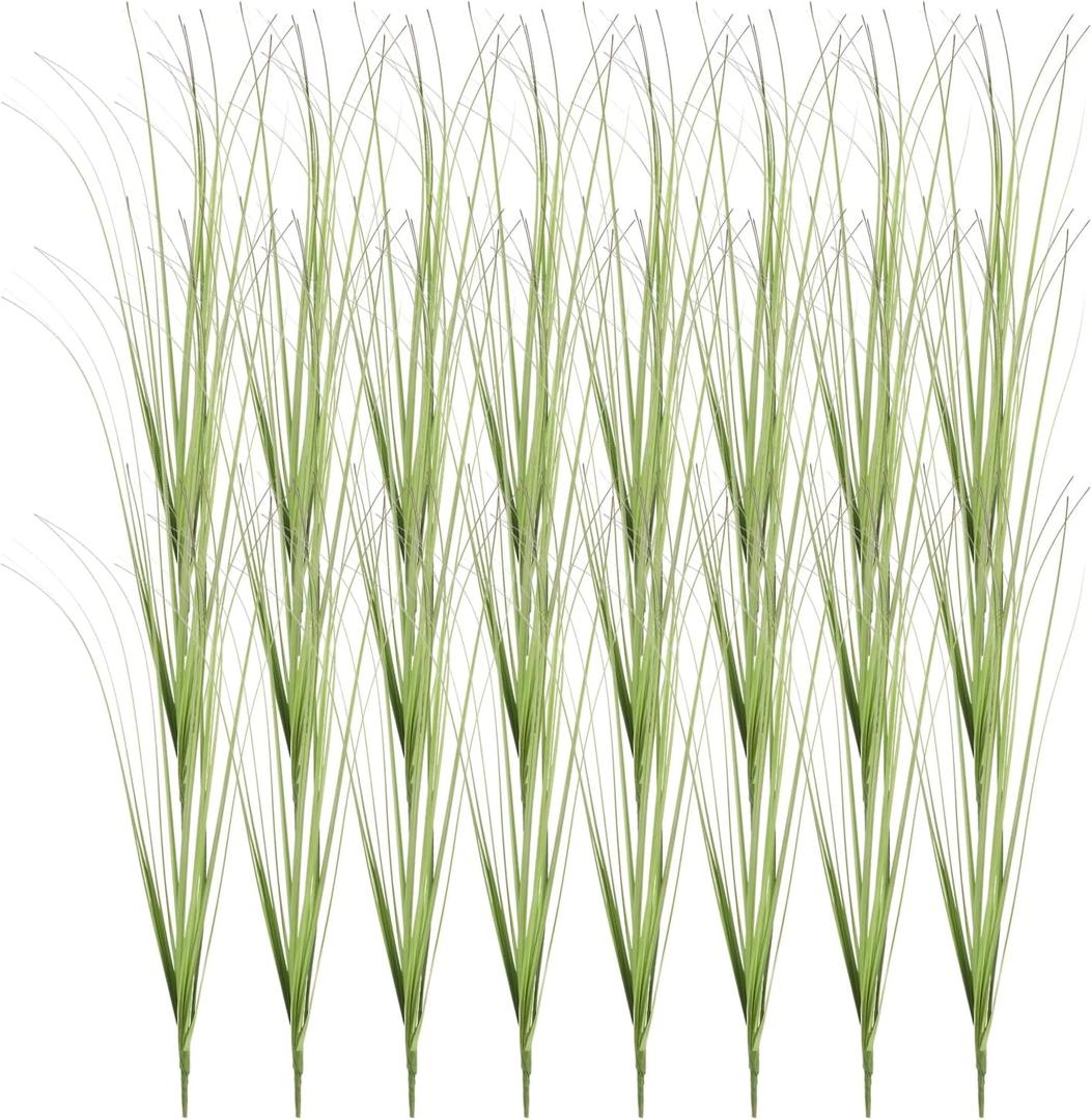 Uxcell 24Pcs Artificial Grass Plants, 18.5" Plastic Fake Wheat Grass Greenery Shrubs Outdoor Artificial Shrubs Faux Bushes for Home Garden Front Decor, Red